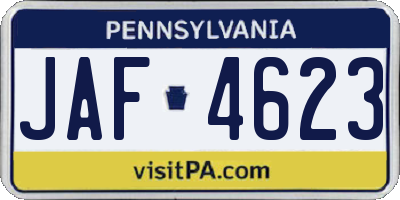 PA license plate JAF4623