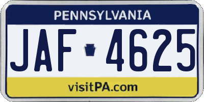 PA license plate JAF4625