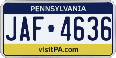 PA license plate JAF4636