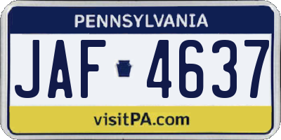 PA license plate JAF4637