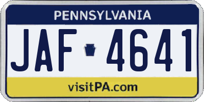 PA license plate JAF4641