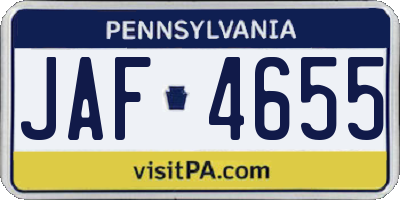 PA license plate JAF4655