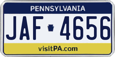 PA license plate JAF4656