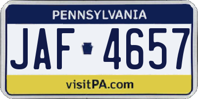 PA license plate JAF4657