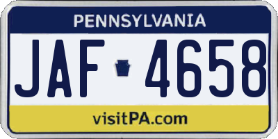 PA license plate JAF4658
