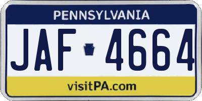 PA license plate JAF4664