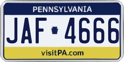 PA license plate JAF4666