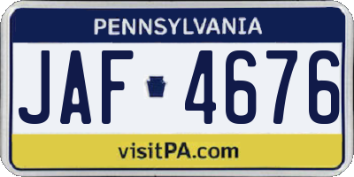 PA license plate JAF4676