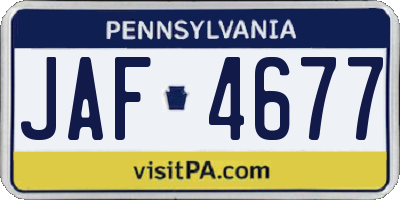 PA license plate JAF4677