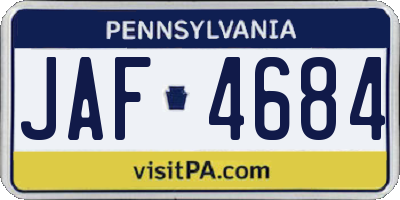 PA license plate JAF4684