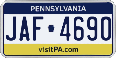 PA license plate JAF4690