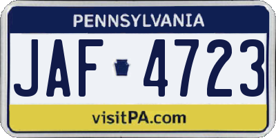 PA license plate JAF4723