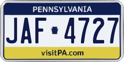 PA license plate JAF4727