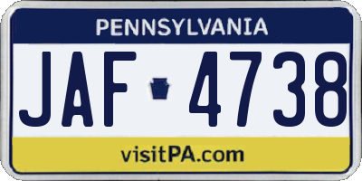 PA license plate JAF4738