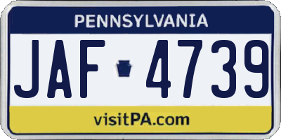 PA license plate JAF4739