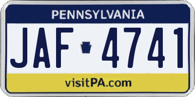 PA license plate JAF4741