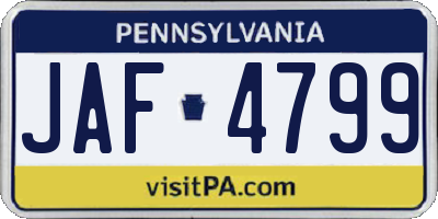 PA license plate JAF4799