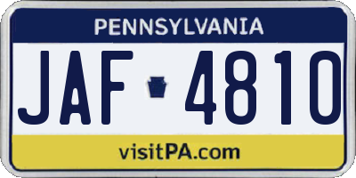 PA license plate JAF4810
