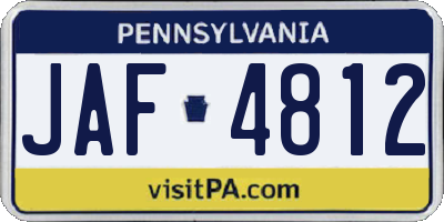PA license plate JAF4812