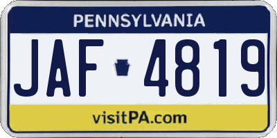 PA license plate JAF4819