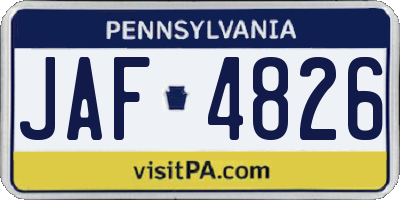 PA license plate JAF4826