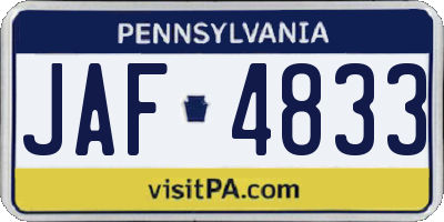 PA license plate JAF4833