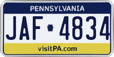 PA license plate JAF4834