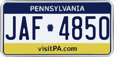 PA license plate JAF4850