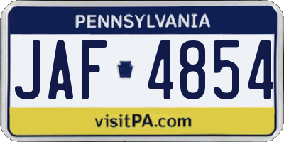 PA license plate JAF4854