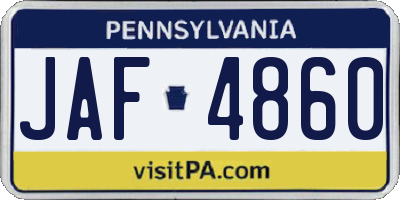 PA license plate JAF4860