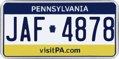 PA license plate JAF4878