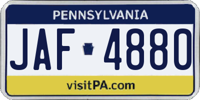 PA license plate JAF4880