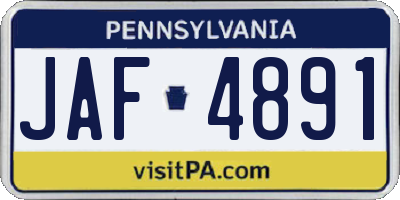 PA license plate JAF4891