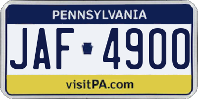 PA license plate JAF4900