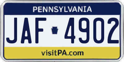 PA license plate JAF4902
