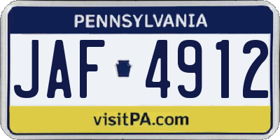 PA license plate JAF4912