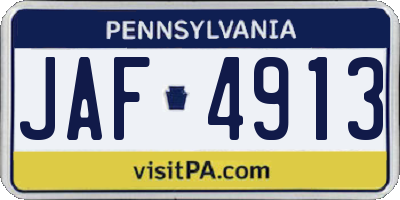 PA license plate JAF4913