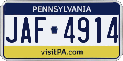 PA license plate JAF4914