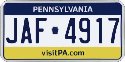 PA license plate JAF4917