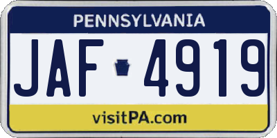 PA license plate JAF4919