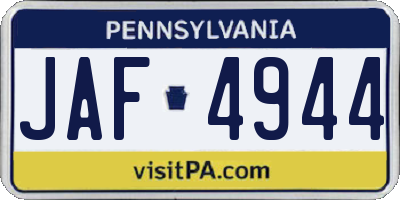 PA license plate JAF4944