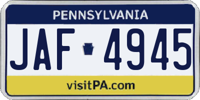 PA license plate JAF4945