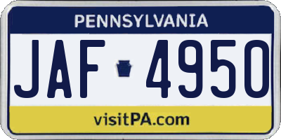 PA license plate JAF4950