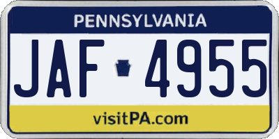 PA license plate JAF4955