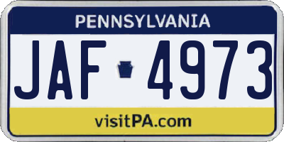 PA license plate JAF4973