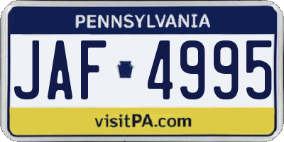 PA license plate JAF4995