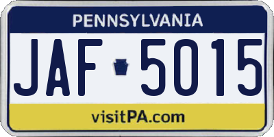 PA license plate JAF5015