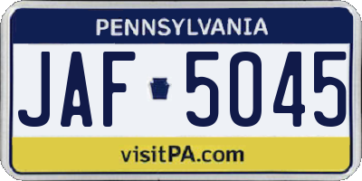 PA license plate JAF5045