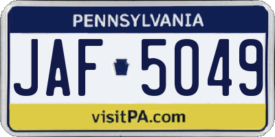 PA license plate JAF5049