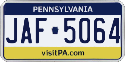 PA license plate JAF5064